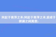 风起于青萍之末(风起于青萍之末,浪成于微澜之间寓意)
