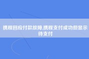 携程回应付款故障,携程支付成功但显示待支付