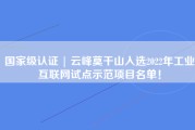 国家级认证 | 云峰莫干山入选2022年工业互联网试点示范项目名单！