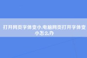 打开网页字体变小,电脑网页打开字体变小怎么办