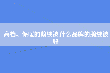 高档、保暖的鹅绒被,什么品牌的鹅绒被好