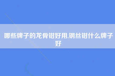 哪些牌子的龙骨钳好用,钢丝钳什么牌子好