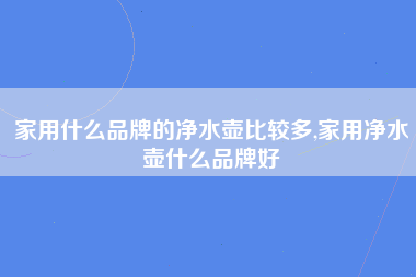 家用什么品牌的净水壶比较多,家用净水壶什么品牌好