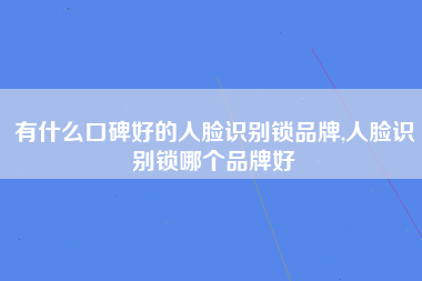 有什么口碑好的人脸识别锁品牌,人脸识别锁哪个品牌好