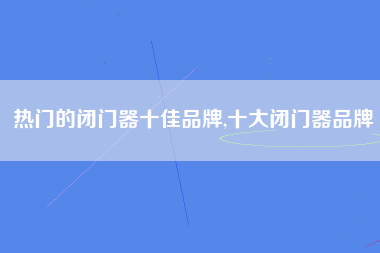 热门的闭门器十佳品牌,十大闭门器品牌