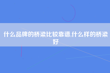 什么品牌的桥梁比较靠谱,什么样的桥梁好