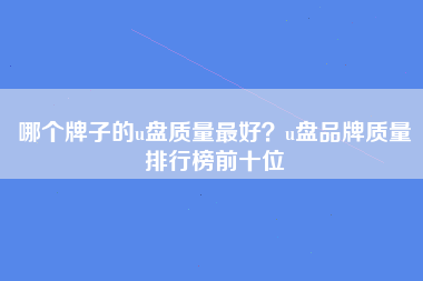 哪个牌子的u盘质量最好？u盘品牌质量排行榜前十位