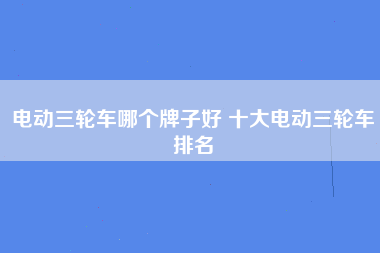 电动三轮车哪个牌子好 十大电动三轮车排名