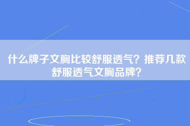 什么牌子文胸比较舒服透气？推荐几款舒服透气文胸品牌？