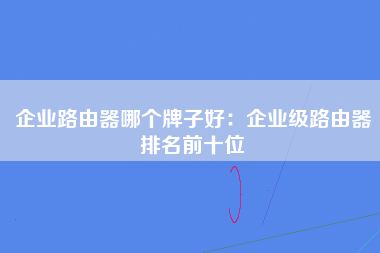 企业路由器哪个牌子好：企业级路由器排名前十位