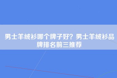 男士羊绒衫哪个牌子好？男士羊绒衫品牌排名前三推荐