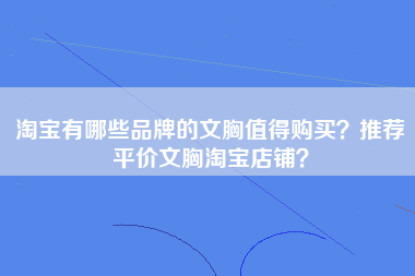 淘宝有哪些品牌的文胸值得购买？推荐平价文胸淘宝店铺？