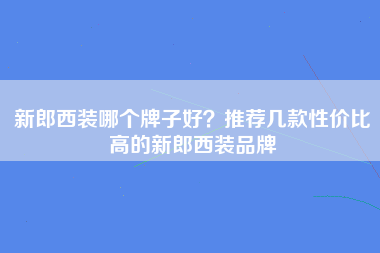 新郎西装哪个牌子好？推荐几款性价比高的新郎西装品牌