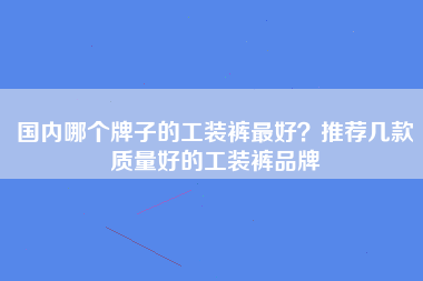 国内哪个牌子的工装裤最好？推荐几款质量好的工装裤品牌