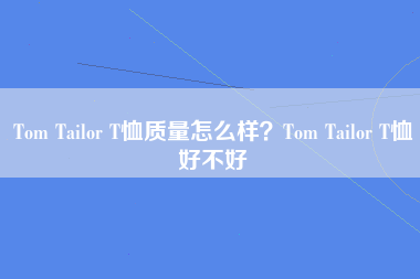 Tom Tailor T恤质量怎么样？Tom Tailor T恤好不好