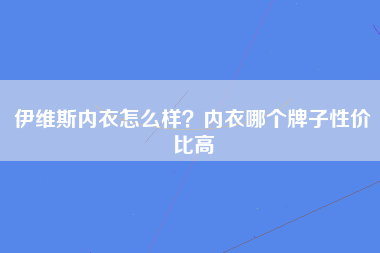 伊维斯内衣怎么样？内衣哪个牌子性价比高