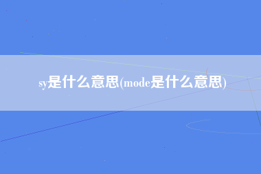 sy是什么意思(mode是什么意思)