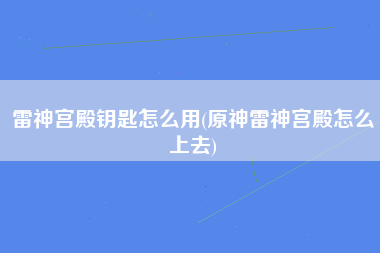 雷神宫殿钥匙怎么用(原神雷神宫殿怎么上去)