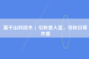 莫干山科技木 | 引秋香入室，寻秋日草木香