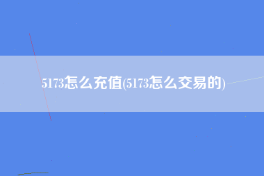 5173怎么充值(5173怎么交易的)