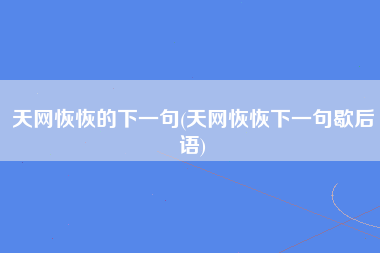 天网恢恢的下一句(天网恢恢下一句歇后语)