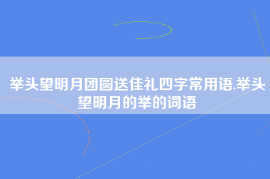 举头望明月团圆送佳礼四字常用语,举头望明月的举的词语