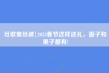 壮歌蚕丝被|2023春节这样送礼，面子和里子都有!