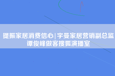 提振家居消费信心|宇曼家居营销副总监谭俊峰做客搜狐演播室