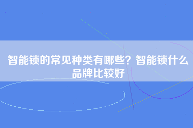 智能锁的常见种类有哪些？智能锁什么品牌比较好