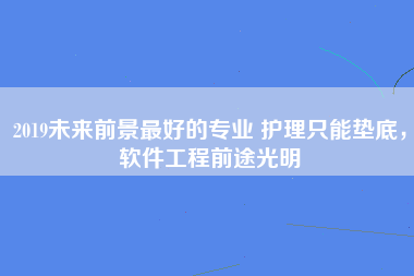 2019未来前景最好的专业 护理只能垫底，软件工程前途光明