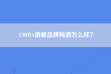 CHOYA俏雅品牌梅酒怎么样？